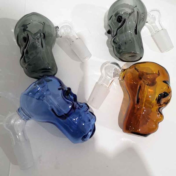 Glas-Aschefänger, Totenkopf, rund, Pfeifenzubehör, Werkzeug, Wasserbong, Aschefänger, Schüssel, Pfannenhalter, Shisha-Ölplattformen, 14 mm, 18 mm