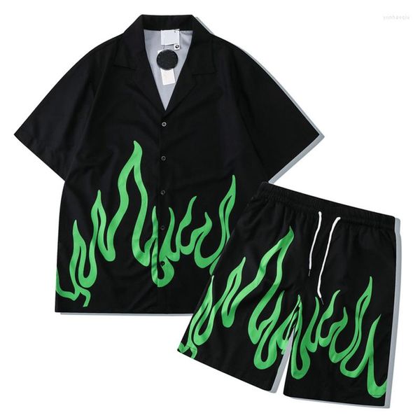 Мужские спортивные костюмы Мужские шорты пляж набор зеленый пламен