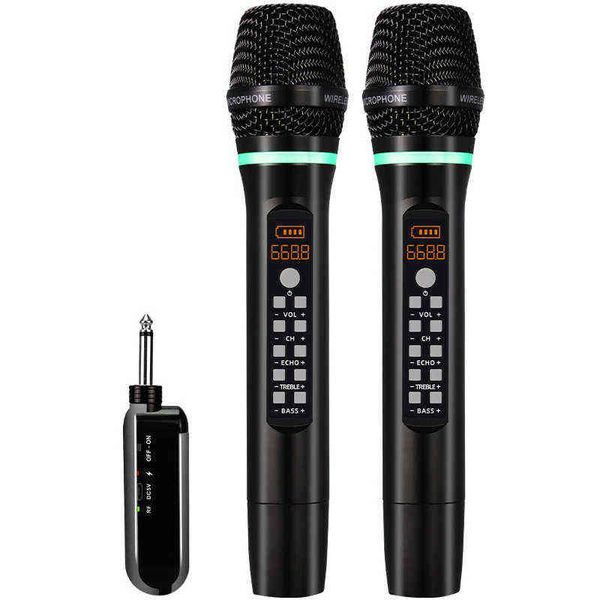 Microfones Profissional UHF Microfone sem fio UHF Handheld Bluetooth Karaokê Microfone Recording Studio Party Home Party Singing for Car Speaker T220916