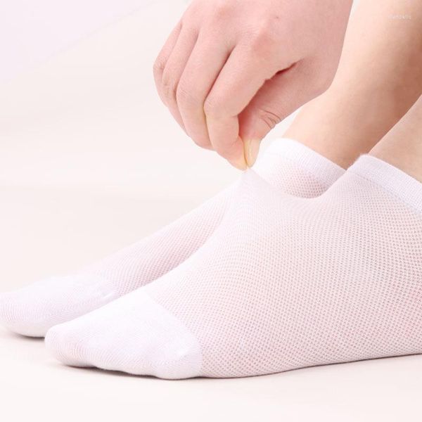 Meias masculinas homens masculino de cor pura cor de baixo corte ultrafino fibra de bambu de bambu meias desdodorante descentorante curto tornozelo sox calze 5 pares