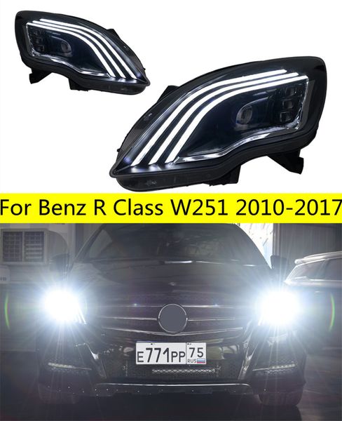 Farol para 2010-17 benz r classe w251 r300 r350 r500 estilo maybach luzes de cabeça substituição drl farol projetor facelift