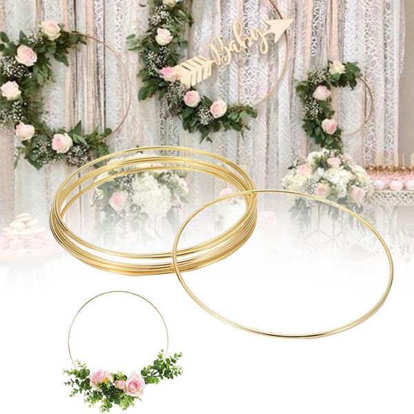 Dekorative Blumen, 1 Stück, 10–40 cm, Eisen, Gold, Metallring, tragbare Girlande, Babyparty, Hochzeit, Braut, Kranz, handgefertigt, Catcher-Reifen-Dekor