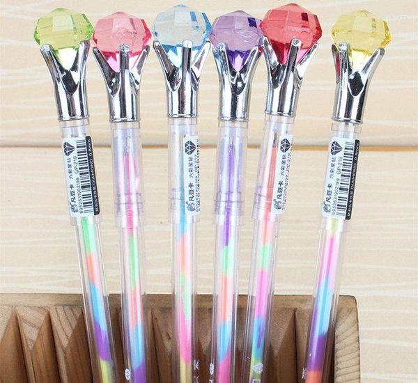 6 teile/satz Kawaii Diamant 0,8mm Gel Stift Magische Kristall Farbige Rotierenden Schlanke Kugelschreiber Schule Bürobedarf Schreibwaren