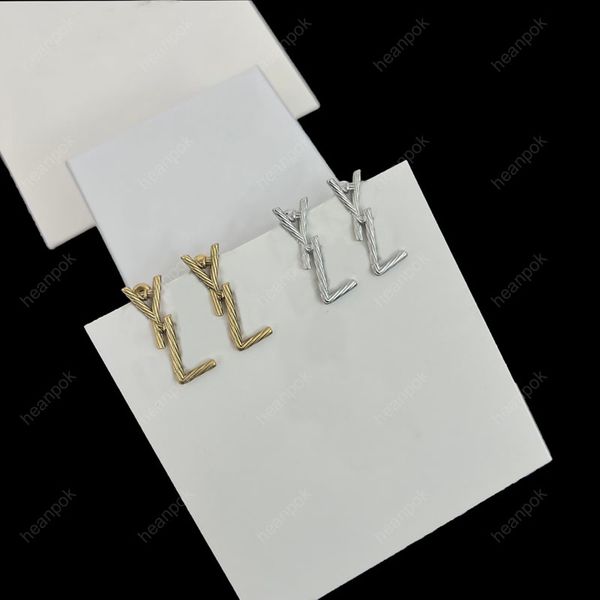 Designers de moda brincos para mulheres joias prata letras de ouro brinco de argola brincos femininos caixa brincos de orelha de casamento pingentes festa