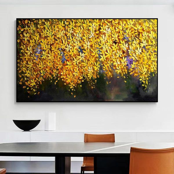 Faca impressionista Óleo de flor amarela pintura 100% pintada à mão Modern Canvas Art Home Wall Decor Pictures para sala de estar um 678