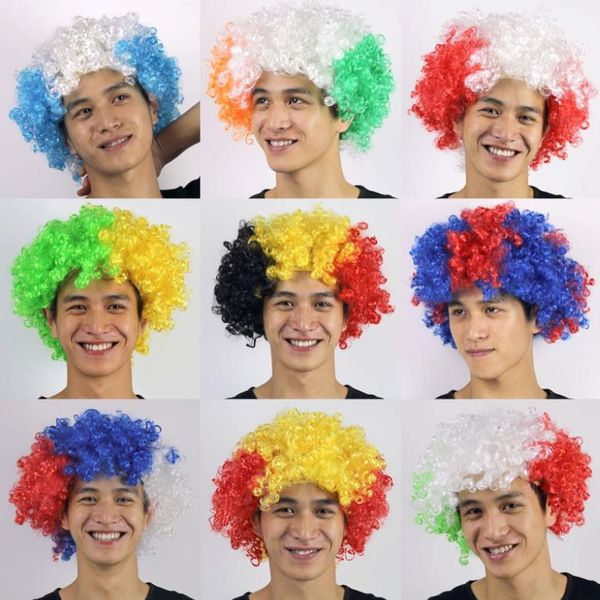 Cappelli da festa copricapo Coppa Europa Coppa del Mondo parrucche color bandiera fan fornisce copricapo esplosivo oggetti di scena per festival di carnevale