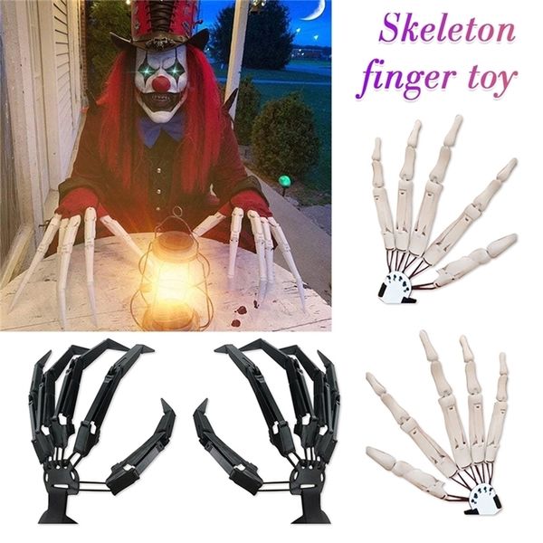 Decorazione per feste Halloween Dita articolate Spaventose Dita finte Scheletro Mani Orrore realistico Fantasma Artiglio Puntelli di Halloween Guanto per dita 220915