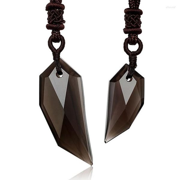 Anhänger Halsketten Schmuck Wolf DIY Charme Natürliche Obsidian Kristall Zähne Gewachstes Seil Glück Trendy Halskette Für Paar