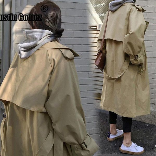 Casacos de trinchas femininas Moda de moda damas grandes casaco com cinto sobretudo capa Windbreaker Abrigos Casaco feminino