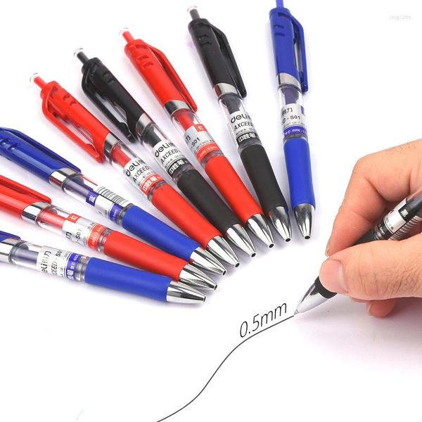 12pcs/caixa de gel Pen Student 0,5 mm preto azul vermelho carbono canetas escolar escreva papelaria