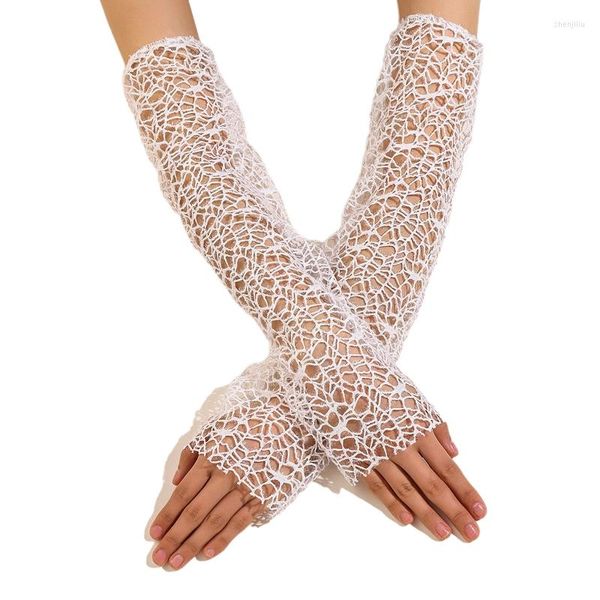 Knieschützer 449B Sexy transparente Mode lange Handschuhe elastische Teenager Etikette durchsichtig weiß für Hochzeits-Party-Zubehör