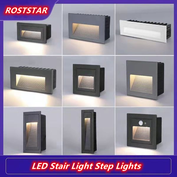 Luzes de parede LED Stair Lights IP65 Impermeável a água de pé de canto embutido Lâmpada de jardim Exterior Decoração de jardim AC85-265V