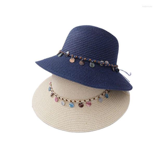 Boinas-filhote-filho da moda de verão Sun Hats Ladies Women Women Casual Bowknot Decorações de palha Visor Cap for Holiday Seaside