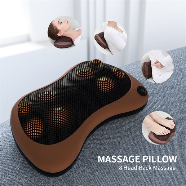 Massageando travesseiros de pescoço de relaxamento travesseiro de massagem vibrador de ombro elétrico aquecimento de ombro amassando com 8 massagem para trás para massageador de pescoço corporal 220916