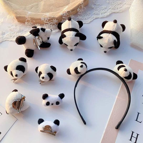 Accessori per capelli Cute Cartoon Panda Fascia elastica Forcina per ragazze Fermacravatta in gomma Spilla Fermagli per capelli Copricapo