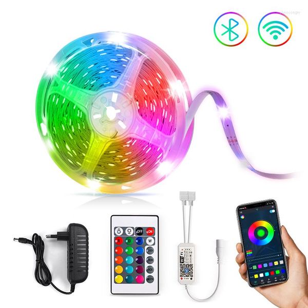 Streifen WIFI LED Streifen Lichter Bluetooth RGB Licht SMD Flexible 20M 15M DC 24K/44K Steuerung Adapter