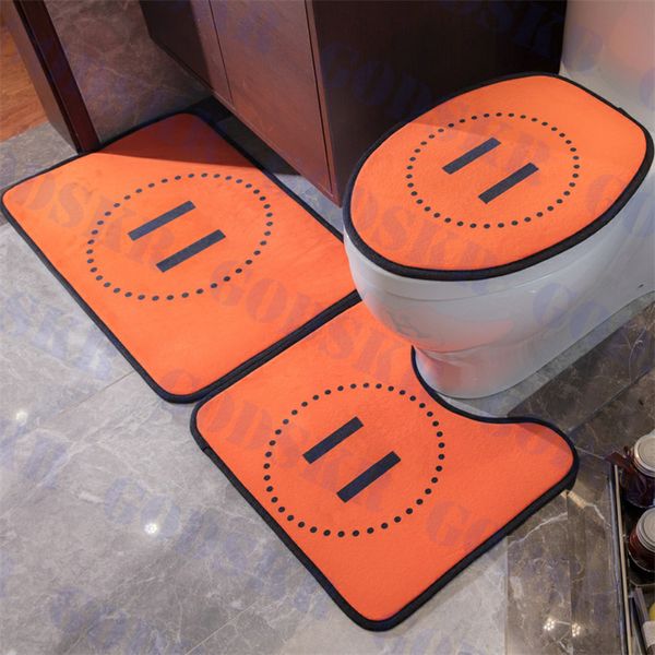 Grandi tappetini da bagno con logo Tappetino da bagno arancione a forma di U Set da bagno in tre pezzi all'ingrosso di marca