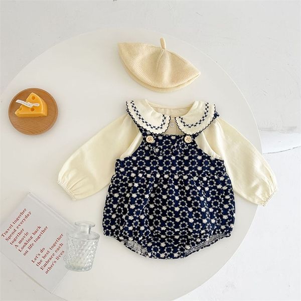 Roupas Conjuntos de roupas Millancel Spring Baby Clothing Conjunto de meninas de meninas Bodysuits Peter Pan Collar Blouse e Bodysuits 2 PCs Suje 220916