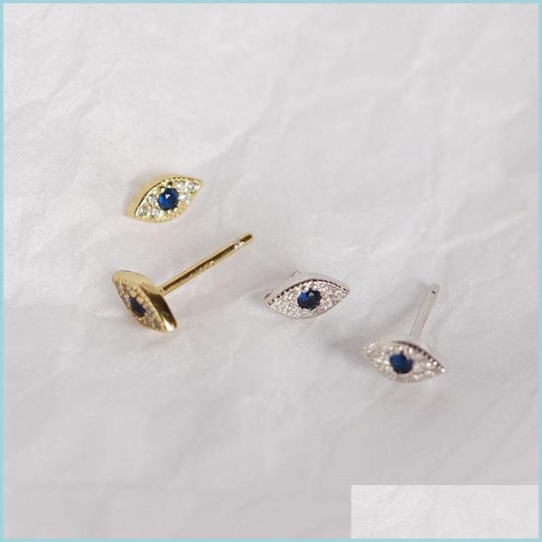 Stud 925 Sterling Silber Zirkon Blue Evil Eye Ohrstecker Frauen Klassisches Temperament Hochzeit Schmuck Zubehör 2791 Q2 Drop Lieferung Dh3It