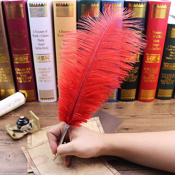 Farben Strau￟ Feather Quill Ballpoint Stift f￼r Hochzeitsgeschenk Unterzeichner Geburtstagsfeier Home Dekoration B￼roschule