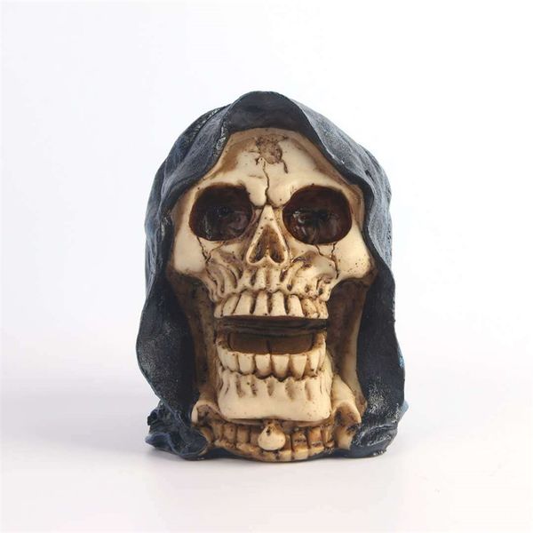 Objetos decorativos Figuras Resina Skull para Halloween Head Squeleleton estátua estátua colecionável Ações de terror em casa 220915