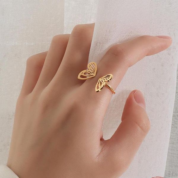 Cluster Ringe Größe 7 Netter Schmetterling Für Frauen Mädchen Teen Koreanische Mode 2022 Trendy Ornamente Zubehör Großhandel Bague Femme Schmuck