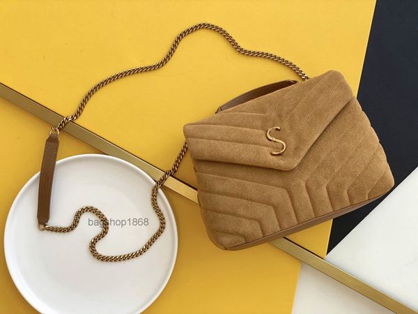 22s Designer Bag Luxury Designer WOMEN PUFFER SUEDE TOY LOULOU BAG Сумка через плечо со средним клапаном Sunset 7A Quality