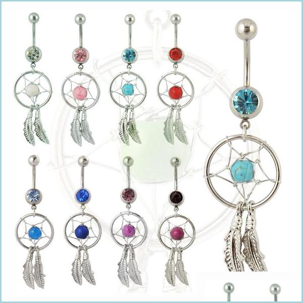 Navel Bell Button Rings Women Dream Catcher Anelli di pancia Personalità punk Navel Ciondola Button Body Piercing Jewelry Drop Dhseller2010 Dhspu