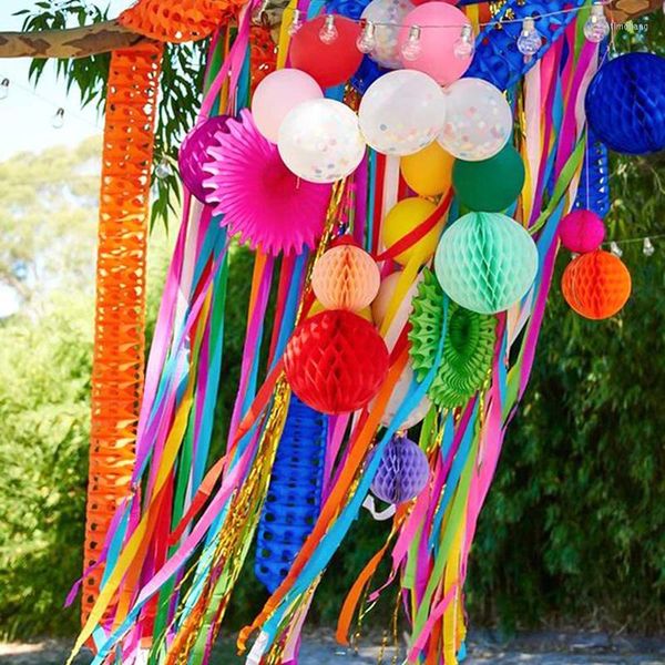 Decoração de festa 6pcs 4,5cm 9 metros Crepe Streamers DIY Garland Pograph Cenários para local de aniversário de casamento