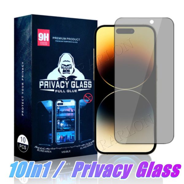 Anti-Spionage-Displayschutzfolie mit vollständiger Kleberabdeckung aus gehärtetem Glas für iPhone 14 Pro Max 14Plus 13 12 Mini 12Pro 11 XS X XR 8 7 6 Plus mit Einzelhandelsverpackung zum Fabrikpreis