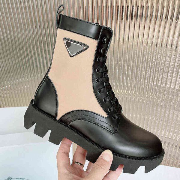 Scarpe stivali piattaforma combattimento boot martin booties marchi scarpe in pelle di lana catene alla fibbia tallone a basso tacco designer di lusso