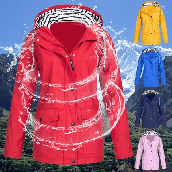 Açık Ceketler Sfit 2022 Kadınlar Su Geçirmez Yağmur Birliği Rüzgar Yağmur Yağmur Ceketi Poncho Yağmur Giyim Kapşonlu Rüzgar Ormanı