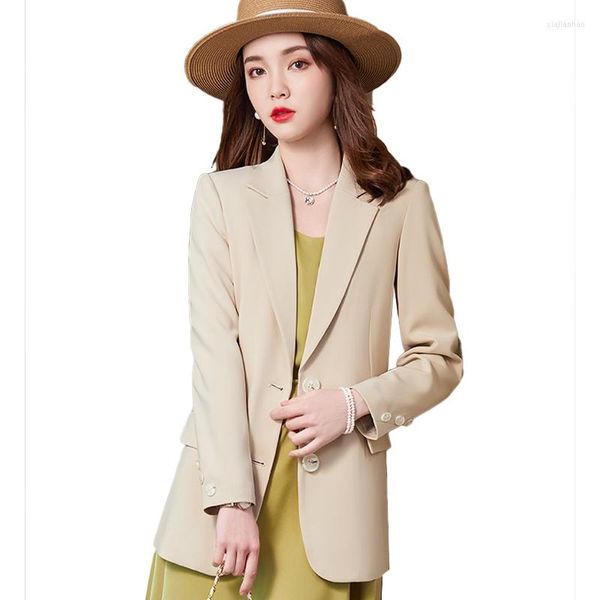 Frauen Anzüge 2022 Casual Blazer Frauen Jacke Aprikose Büro Business Damen Mantel Elegante Weibliche Arbeit Kleidung
