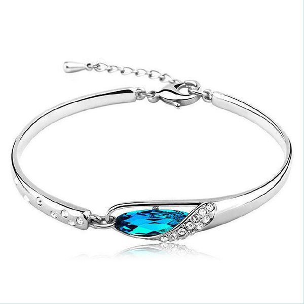 Armreifen Sapphire Armbänder Juwelier neuer Stil Reiz Blau Österreich Diamant Armband Armband 925 Sterling Sier Glass Schuhe Ha Dhseller2010 Dhqox