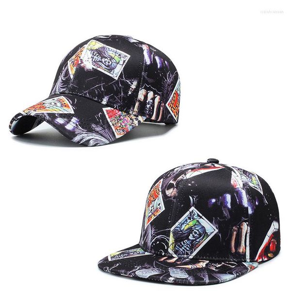 Berets Frühling Geist Schädel Poker Karten Baseball Kappe Outdoor Reise Casquette Street Tide Hip Hop Schirmmützen Männer Disco Hut