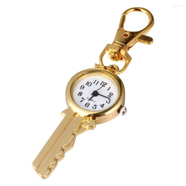 Ciondolo appeso a forma di chiave portachiavi orologio dorato orologi da tasca
