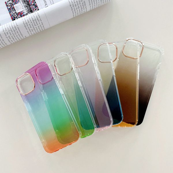 Für iPhone Phone Cases Electroplated Clear 14 plus 13 12 11 Pro Max -Plattierungsgradient farbenfrohe transparente mobile Schutzabdeckung 200pcs