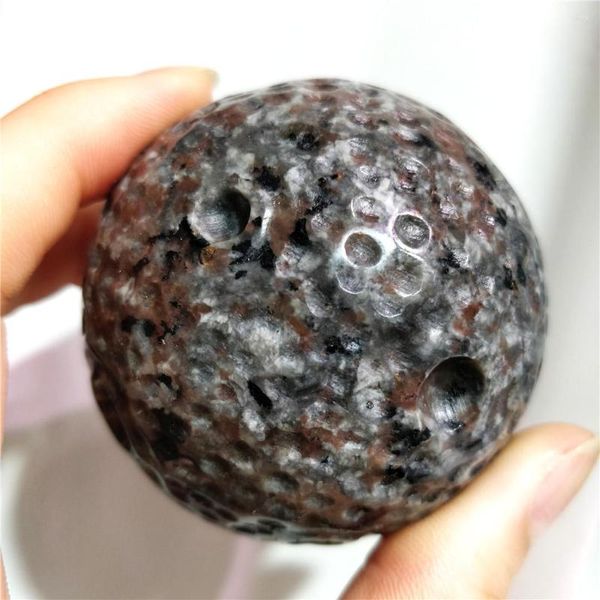 Figurine decorative 5-5,5 cm Pietra refrattaria naturale Yooperlite Quarzo Sfera di cristallo minerale Paesaggio lunare Pianeta Scultura Scultura Sfera Geologica