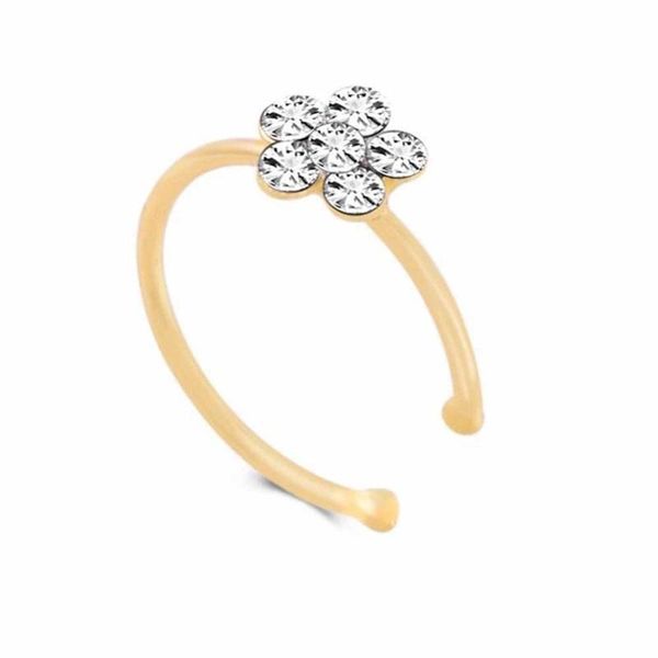 Nariz anéis de pregos pequenos finos 5 cristais claros charme de flores nariz sier hoop ring jewelry grow entrega 2021 corpo dhseller2010 dh1i5