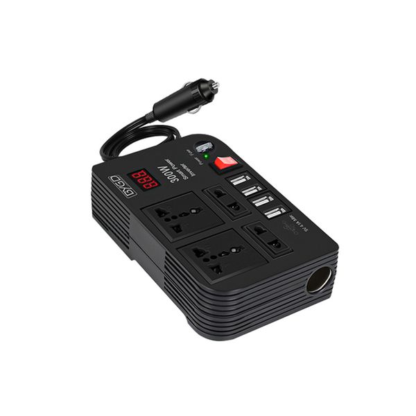 300 W Auto-Wechselrichter, DC 12 V zu AC 220 V, Konverter-Ausgänge, 4 USB-Schnelllade-Universal-Steckdosen-Adapter, Wechselrichter