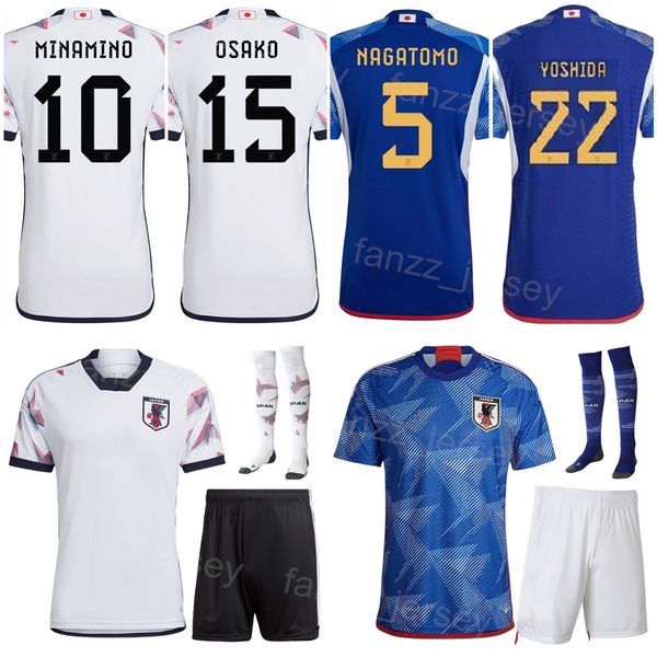 Mann KINDER Fußball Japan 4 Keisuke Honda Trikots Nationalmannschaft 10 Shinji Kagawa Shogo Taniguchi Takuma Nishimura 18 Shinji Okazaki Fußballtrikot-Kits 2022 Weltmeisterschaft