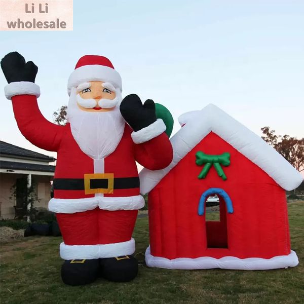 Качественный новый дизайн на открытом воздухе надувные рождественские дома взорвать Санта -Клаус Тел Свет Сантас Грот