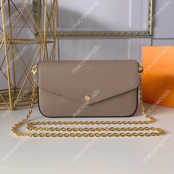 Bolsa Pochette Felicie Empreinte Carteiras tipo envelope carteiras porta-cartões bolsa de grife carteira em corrente destacável 3 peças bolsa tiracolo couro estampado letra