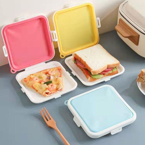 Geschirr-Sets, tragbare Silikon-Mikrowellen-Sandwich-Aufbewahrungsbox, Tuppers, Bento, Schule, Frühstück, Lunchboxen, wiederverwendbarer Toastbehälter