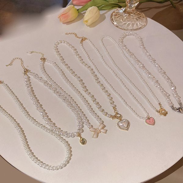 Kurze Damen-Perlen-Halskette mit mehreren Stilen, Perlen-Schlüsselbeinketten-Halsketten für Geschenkpartys