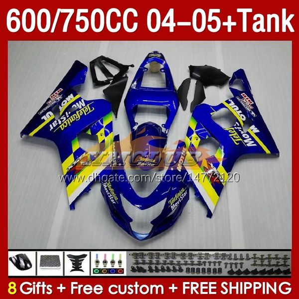 OEM CARINGS TANK для Suzuki GSXR600 750CC GSXR-750 K4 GSX-R600 BOVISTAR BLUE 04-05 153NO.15 600CC GSXR 600 750 CC GSXR750 04 05 GSXR-600 2004 2005