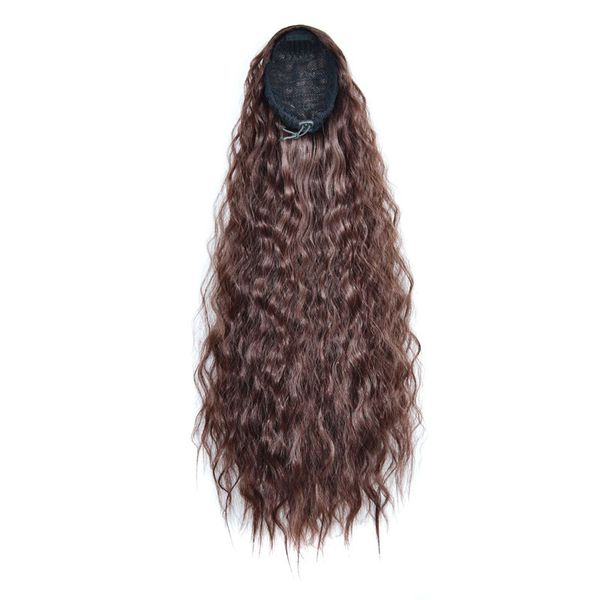 Extensões de rabo de cavalo de onda de milho drawtring ginky Curly Ponytail Clip em envoltório de cabelo em torno da cauda de pônei para mulheres de aparência natural