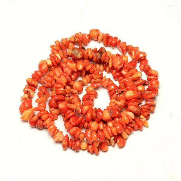 Minchas de cascalho por atacado Dintura laranja coral natural de 5 a 8 mm de pedra para jóias que produzem colar de bracelete diy 34 '' '