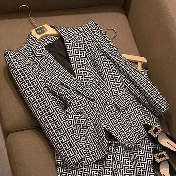 E2 Feminino Ternos Blazers Maré Marca Alta Qualidade Retro Estilista Cinza Série Terno Jaqueta Leão Trespassado Magro Plus Size Roupas Femininas