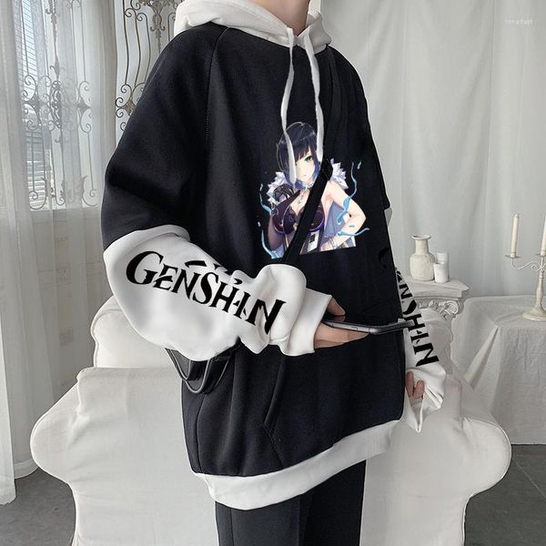 Hoodies masculinos Anime Genshin Impact Ye Lan mangá casual manga longa harajuku mulheres outono de inverno costura de streetwear masshirtshirts